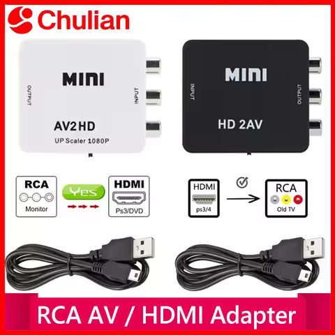 1080P RCA AV To HDMI-compatible HDTV to AV Composite Adapter Converter AV2HD Audio Video Cable CVBS 