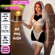 Z1968 [HAO TOC HN+COVERED NAME]Available in BIGSIZE 43-75kg White Lace Bridal Cosplay Lingerie with 