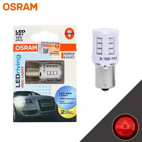 OSRAM LEDriving Standard LED P21W S25 1156 BA15s Red Color 12V 3W Car LED Front Rear Signal Tail Sto