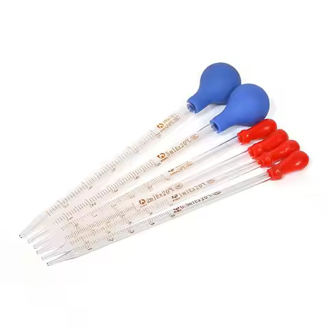 0.5/1/2/3/5/10ml Glass Scale Line Dropper Pipette Lab Dropper Dropping Pipet Blue Rubber Head Pipett