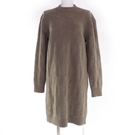 Unused HERMES 24AW 4H2523D3 100% Wool H-Pattern Long Sleeve Knit Dress, Braun, Size 36, Made in Ital