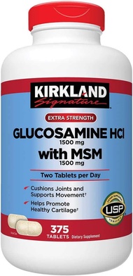 Generic Kirkland Signature Glucosamine HCI Extra Strength with MSM, 1-Pack of 375 Tablets