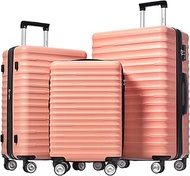 Luggage Sets 3 Piece Suitcase Set 20/24/28,Carry on Luggage TSA Lock Expandable,Suitcase with Spinner Wheels, pink2019, 3 Piece Lightweight Expandable Luggage