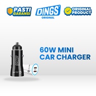 DINGS Car Charger Dual Port With Cable USB Type C Car Charger Fast Charging Individual 30W 60 W Car 