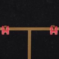 HERMES(愛馬仕) Pop H 耳環 Mini 合金 金色 玫紅色