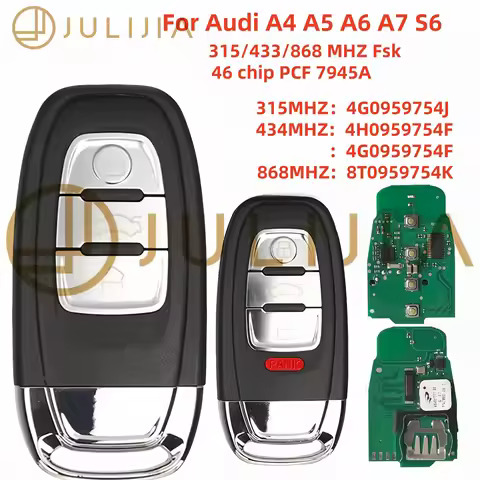 Keyless Smart Key 315/433/868Mhz 4G0959754J Chip Smart Remote Car Key Fob For Audi A4 A5 A6L A7 A8 Q