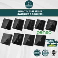 [𝐒𝐈𝐑𝐈𝐌] Zenso Glasse Switches Black Glass Rocker Slim Switches Suis Lampu Frameless Suis Soket Plug 
