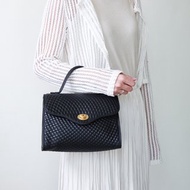 Vintage Bally 黑色小羊皮絎縫手提包