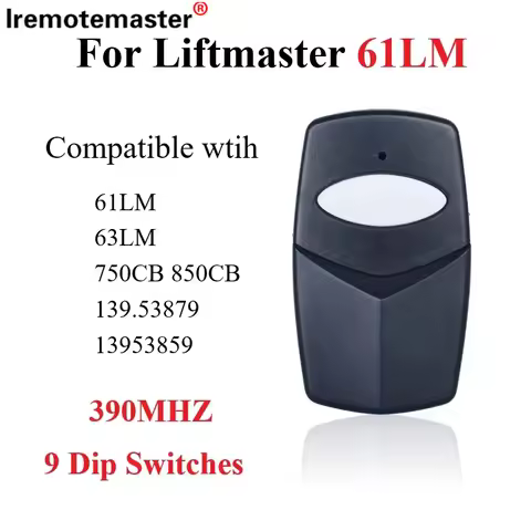 For Liftmaster 61LM/63LM with 9 Dip Switches 390MHz Garage Door Remote Control 750CB/850CB Gate Door