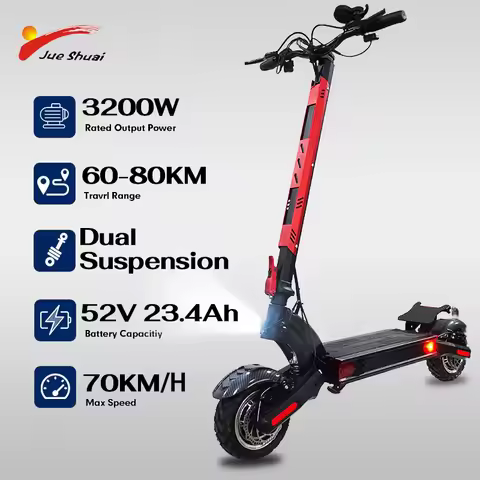 Powerful 52V Dual Motors Electric Scooter for Adults 3200W Motors Up to 70km/h Fast Speed 70km Long 