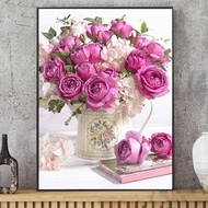 DIY Diamond Embroidery, Round Full Diamond beads Abstract flowers, rose vase decoration painting rhinestone Diamond painting diamond painting cross stitch,beads painting