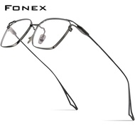 FONEX กรอบแว่นตาไทเทเนียมบริสุทธิ์แว่นตาแว่นสายตาสั้นแว่นตาสี่เหลี่ยมวินเทจสำหรับผู้ชาย2023ใหม่