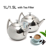 Teapot Stainless Steel with Strainer Coffee Tea Server Teko Air Panas Kopi 1 liter atau 2 liter / Ce