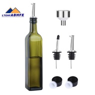 Glass Olive Oil Bottle-500 Ml Green Oil and Vinegar Bottle with Pourer and Funnel-Olive Oil Carafe