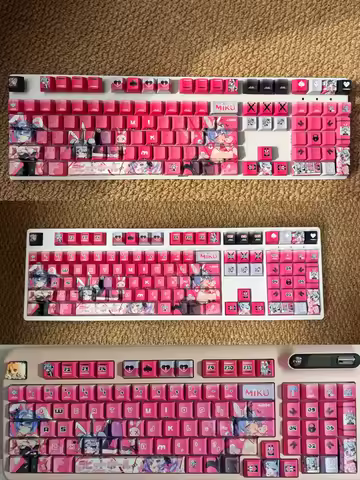 Fat Cat Rabbit Hole Hatsune Miku Anime Keycaps Pbt Heat Sublimation Front Side Legends Cherry Profil