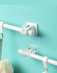 Adjustable Stretchable Curtain Rod Holder Bracket No Punching Door Sticky Hook Clip Half Curtain Rod Adhesive Hook Clip