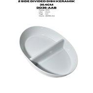2 Side Divided Dish Ceramic 31.4CM (1PCS) Plain White By Indo Keramik Quality Chili Sauce Container 