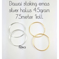 Dawai emas silver halus 4.5gram 7.5meter 1roll