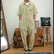 DICKIES 卡其色 短袖 連身工作服 COVERALLS 古著 二手