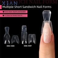 XIANEE 60/240/300 Pcs Dual Nail Forms, No Paper Forms Acrylic Coffin Nail Forms,  15 Size Oval Oval 