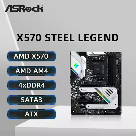 ASRock X570 Steel Legend Motherboard Support 3600X 5600G 5600X 5700X 5800X3D 5950X CPU DDR4 4666MHz