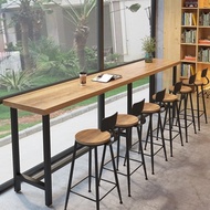 原古原林实木吧台桌椅组合商用休闲区奶茶店酒吧高脚桌靠墙靠窗家用长条桌 定制专拍（联系客服另议价）