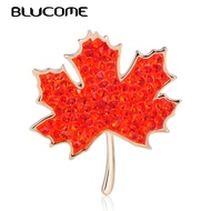 Vivid Plant Maple Leaf Shape Brooch Full Red Crystals Jewelry Pins Women Girls Gift Collar Scarf Hat