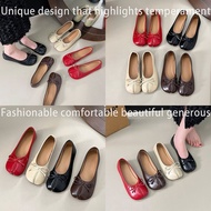 JS264🎀Split Toe Shoes Women Soft-Soled Bow Ballet Shoes All-Match Shallow Mouth Single Shoe Light Fa