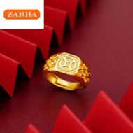 gold 916 original malaysia Copper coin ring opening adjustable money mens ring