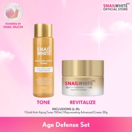 SNAILWHITE Age Defense Set (Gold Anti-Aging Toner 150mL Rejuvenating Advance Cream Exosome 30mL)