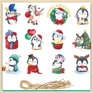 12 Pcs Christmas Paper Gift Labels Tags Decorations Gifts Cards Festival Supply Penguin Sto  caisheng