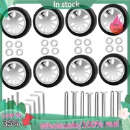 8pcs Luggage Wheels Replacement Kit,Dia 2in/50mm Thick 0.47in/12mm Resistant Rubber Mute Caster Repl