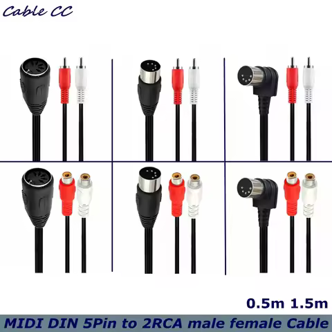 5 Pin Din to 2 RCA Male Female Cable,Professional 5-Pin Midi to RCA Audio Cable for Bang & Olufsen,