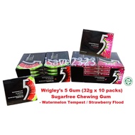 [HALAL] Wrigley's 5 Gum Sugarfree Chewing Gum (32g X 10pcs) - Watermelon Tempest / Strawberry Flood