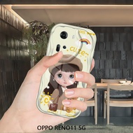 Case For OPPO Reno11 5G Reno11 Pro Reno 11F Soft Silicone Phone Casing Cute Cartoon Beret Girl Wave Edge Back Cover Case Protection Shockproof Cases