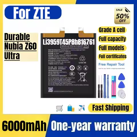 Li3959T45P8h816761 for ZTE Durable Nubia Z60 Ultra Phone Battery High Quality Replacement Bateria Gr