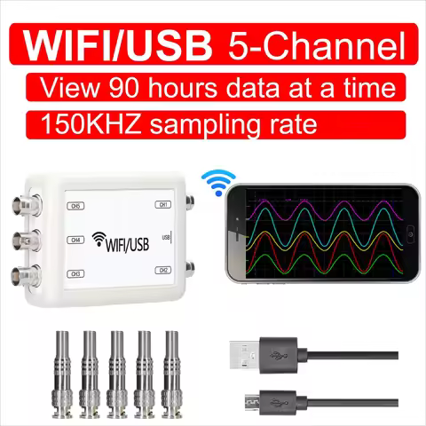 ET601/ET602 WIFI/USB Virtual Oscilloscope Five-channel Data Storage Acquisition Recording Analog Osc