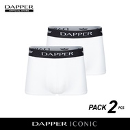DAPPER แพ็ค 2 ชิ้น กางเกงชั้นในชาย Dapper Iconic Pima Cotton ทรง Trunks สีขาว