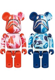 MEDICOM TOY - BE@RBRICK BEARBRICK BAPE® ABC CAMO SHARK PINK + BLUE 超合金 SET 200%