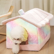 Foldable Dog House Pet Cat Bed Warm Cozy Cat Bed for Small Dog Cat Rainbow Color Comfortable Pet Nest Sofa Pet Supplies
