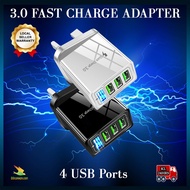 CAP2🔥 4 Ports USB Charger 30W QC 3.0 Quick Charge Adapter USB Hub Wall Charger Adapter USB Plug Char