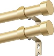 KAMANINA 2 Pack Gold Curtain Rods for Windows 48 to 84 Inch (4-7 Feet), 1 Inch Heavy Duty Curtain Ro