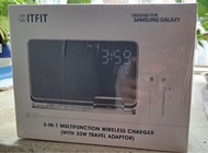 全新 *連包膠* Samsung C&amp;T ITFIT 三合一多功能無線充電板 LED時間 溫度顯示 鬧鐘功能 支援iPhone AirPods