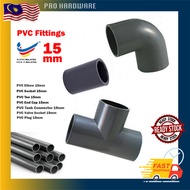 PVC Fitting 15MM / 20MM - Pipe Socket / Elbow / Tee - P/T Socket Elbow / Valve Socket / Plug / End Cap / Tank Connector