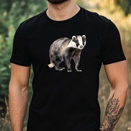 Mens Badger Motif Cotton T-Shirt