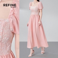 (Refine by Lovito) Casual Dress Jacquard Zipper Fabric Stitching Texture Spring/summer Pink Dress fo