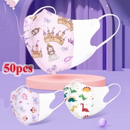 JI8 【Ready】50pcs 3d Kid Mask 3D Mask Cartoon Printed Mask Children 4d Mask 3D Toddler Mask