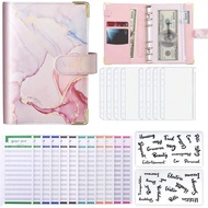Budget Binder, A6 Marble PU Leather Binder, Money Organizer Cash Envelopes Budget Planner With 8 Zip