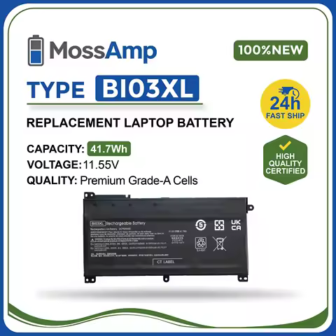 MossAmp 11.55V 41.7WH BI03XL Laptop Battery for Pavilion x360 Stream 13-U M3-U 14-AX 14-CB 14-DS ON0