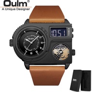 ۞♝ Oulm 5026 Dual Display Wristwatch Men Two Time Zone Sport Watch Male Big Size Quartz Clock Men